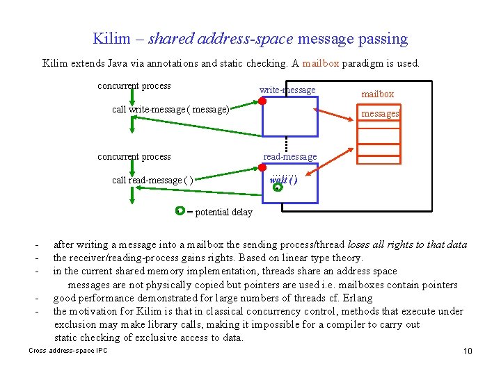 Kilim – shared address-space message passing Kilim extends Java via annotations and static checking.