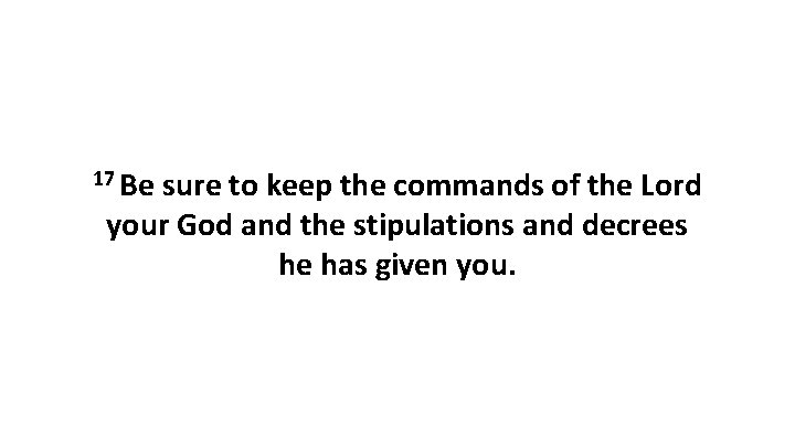 17 Be sure to keep the commands of the Lord your God and the