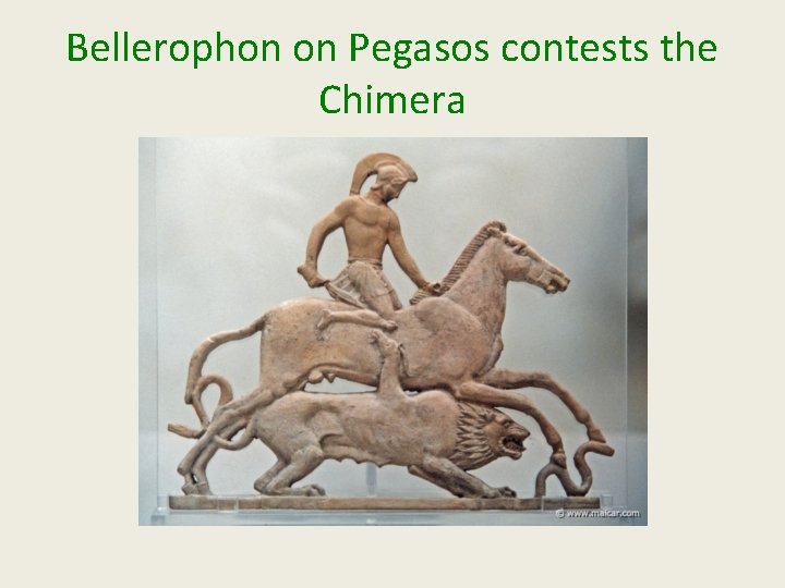 Bellerophon on Pegasos contests the Chimera 