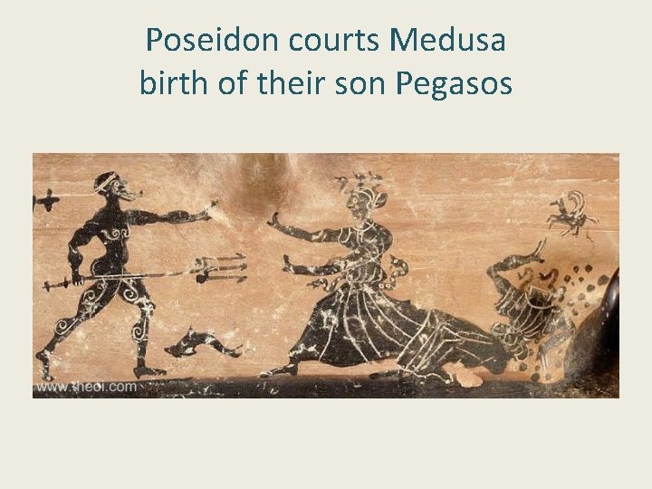 Poseidon courts Medusa birth of their son Pegasos 