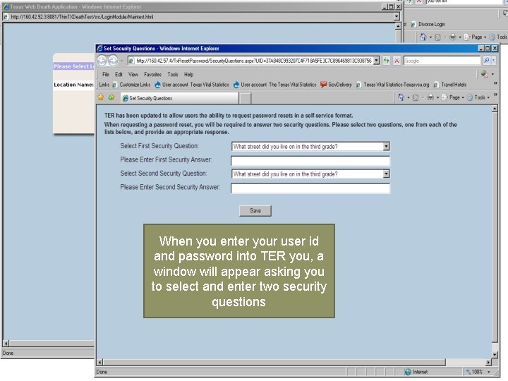 When you enter your user id and password into TER you, a window will When you enter your user id and password into TER you, a window will