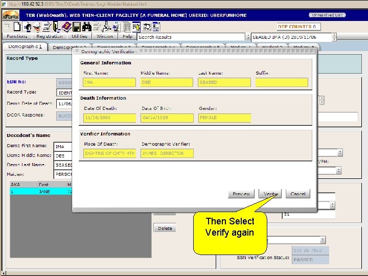 Then Select Verify again Then Select Verify again