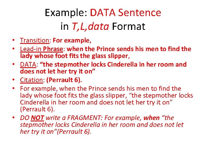 Example: DATA Sentence in T, L, data Format • Transition: For example, • Lead-in