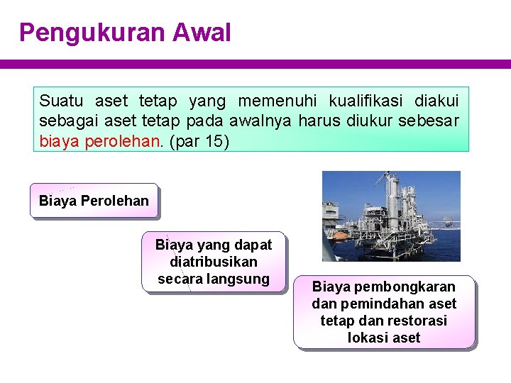 Pengukuran Awal Suatu aset tetap yang memenuhi kualifikasi diakui sebagai aset tetap pada awalnya