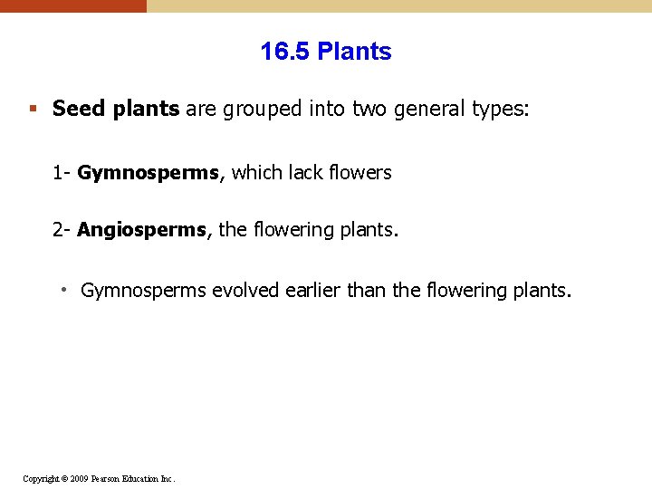 16. 5 Plants § Seed plants are grouped into two general types: 1 - 16. 5 Plants § Seed plants are grouped into two general types: 1 -