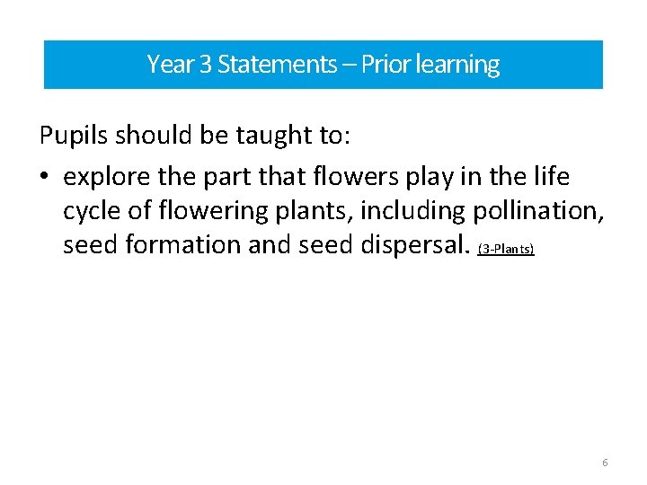 Year 3 Statements – Prior learning Pupils should be taught to: • explore the