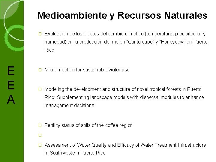 Medioambiente y Recursos Naturales � Evaluación de los efectos del cambio climático (temperatura, precipitación