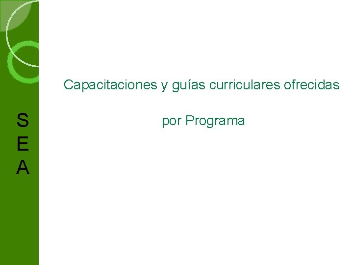 Capacitaciones y guías curriculares ofrecidas S E A por Programa 