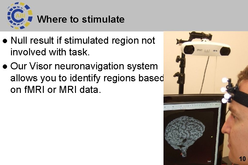 Where to stimulate Null result if stimulated region not involved with task. l Our