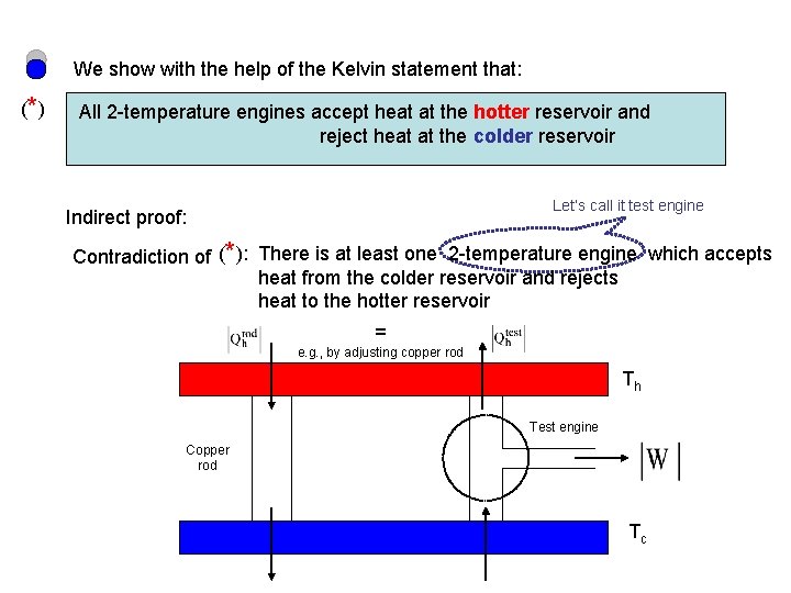 We show with the help of the Kelvin statement that: (* ) All 2