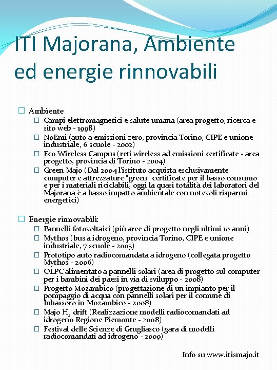 ITI Majorana, Ambiente ed energie rinnovabili � Ambiente � Campi elettromagnetici e salute umana