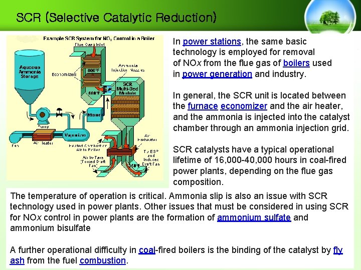 SCR (Selective Catalytic Reduction) In power stations, the same basic technology is employed for