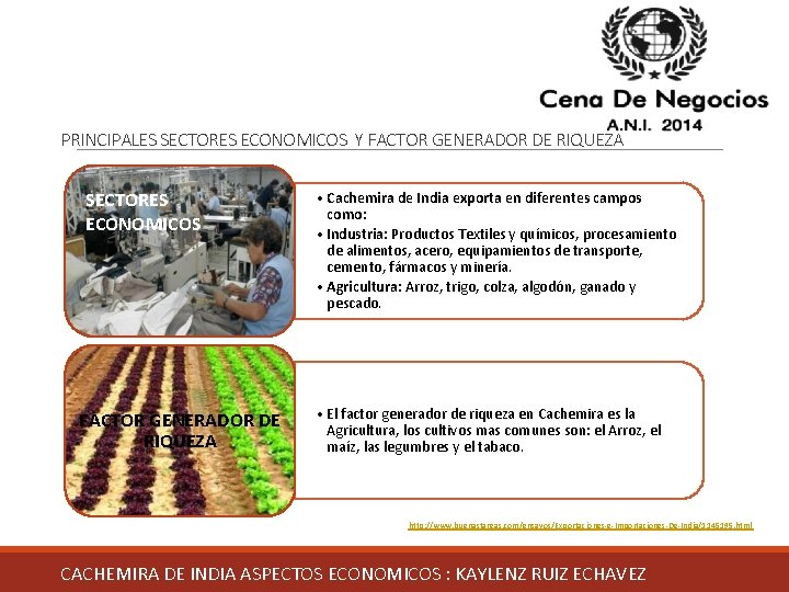 PRINCIPALES SECTORES ECONOMICOS Y FACTOR GENERADOR DE RIQUEZA SECTORES ECONOMICOS FACTOR GENERADOR DE RIQUEZA