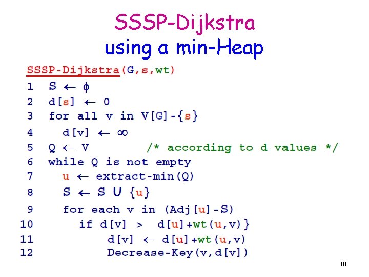 SSSP-Dijkstra using a min-Heap 18 