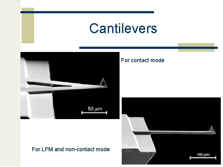 Cantilevers For contact mode For LFM and non-contact mode 