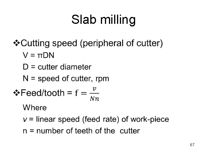 Slab milling 67 