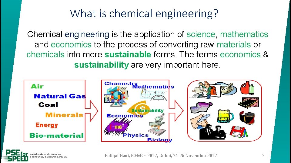 What is chemical engineering? Chemical engineering is the application of science, mathematics and economics