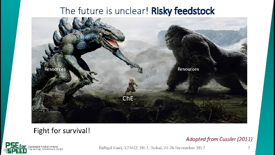 The future is unclear! Risky feedstock Resources Ch. E Fight for survival! Adopted from