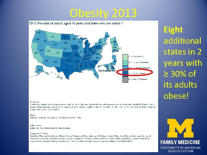 Obesity 2013 Eight additional states in 2 years with ≥ 30% of its adults