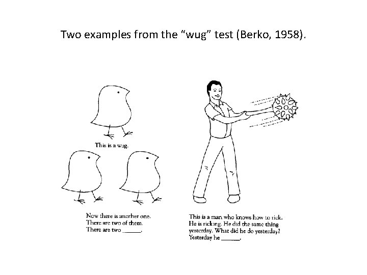 Two examples from the “wug” test (Berko, 1958). 