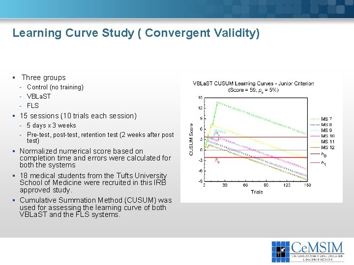 Learning Curve Study ( Convergent Validity) § Three groups - Control (no training) -