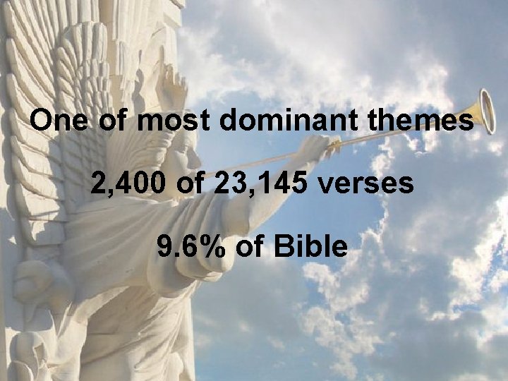 One of most dominant themes 2, 400 of 23, 145 verses 9. 6% of