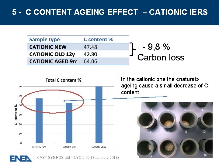 5 - C CONTENT AGEING EFFECT – CATIONIC IERS - 9, 8 % Carbon