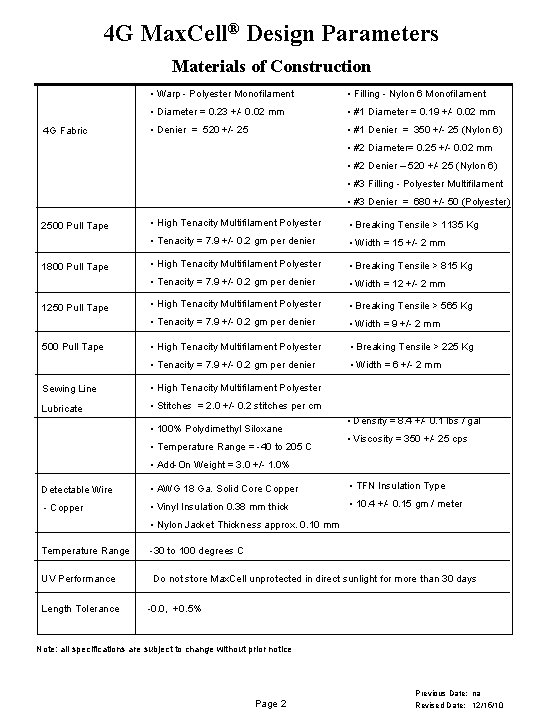 Max Cell Technical Manual Design Parameters 4 G