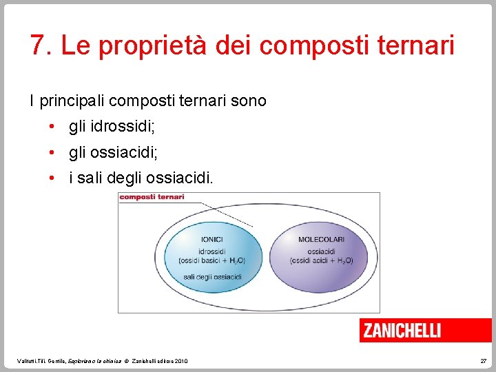 7. Le proprietà dei composti ternari I principali composti ternari sono • gli idrossidi;