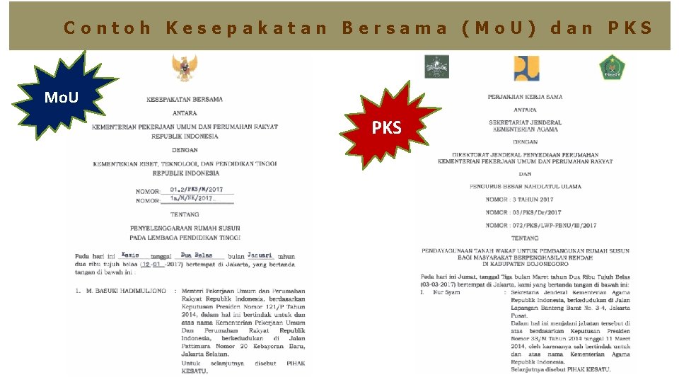 Contoh Kesepakatan Bersama (Mo. U) dan PKS Mo. U PKS 