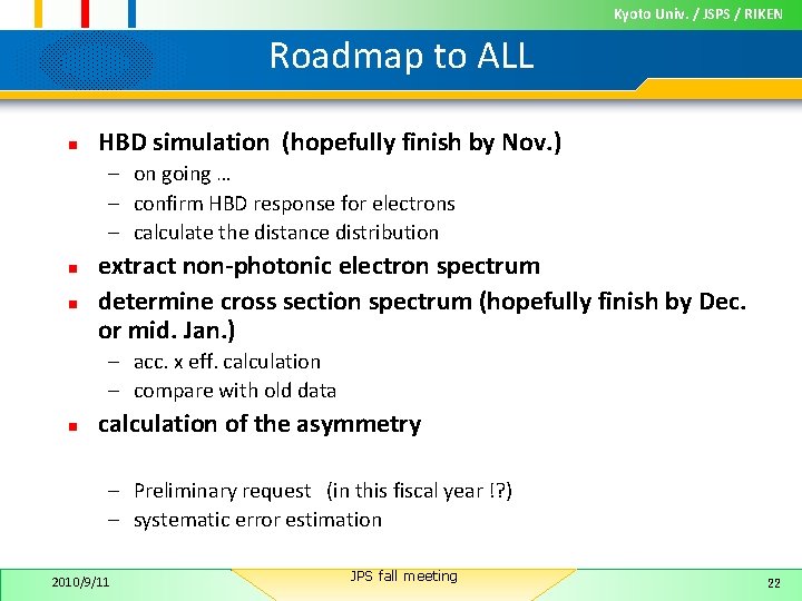 Kyoto Univ. / JSPS / RIKEN Roadmap to ALL n HBD simulation (hopefully finish