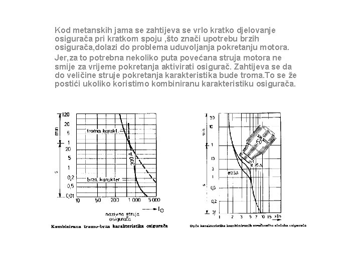 Kod metanskih jama se zahtijeva se vrlo kratko djelovanje osigurača pri kratkom spoju ,