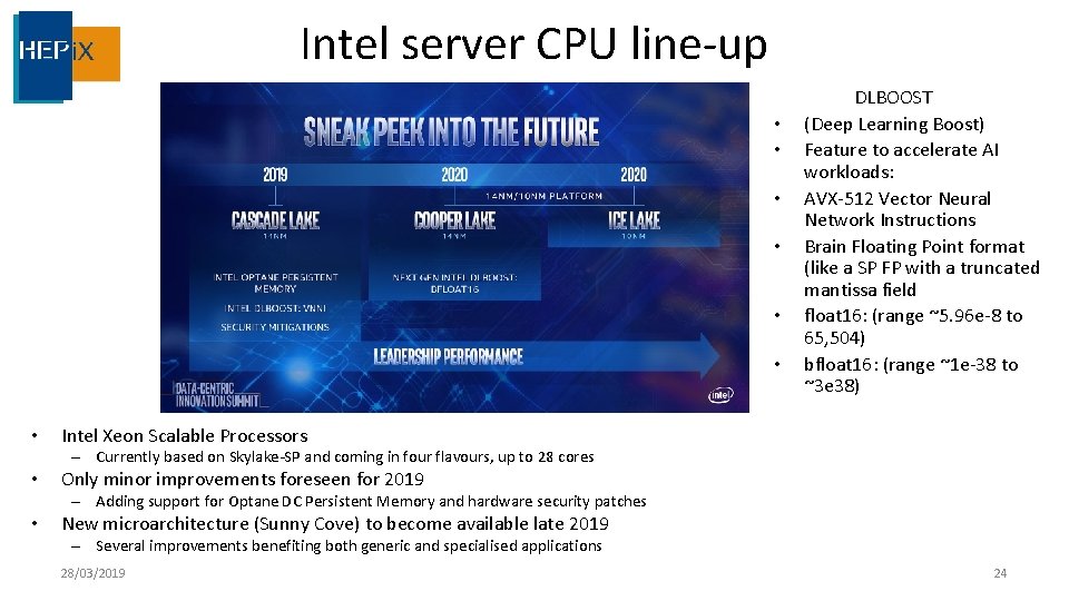 Intel server CPU line-up • • DLBOOST (Deep Learning Boost) Feature to accelerate AI