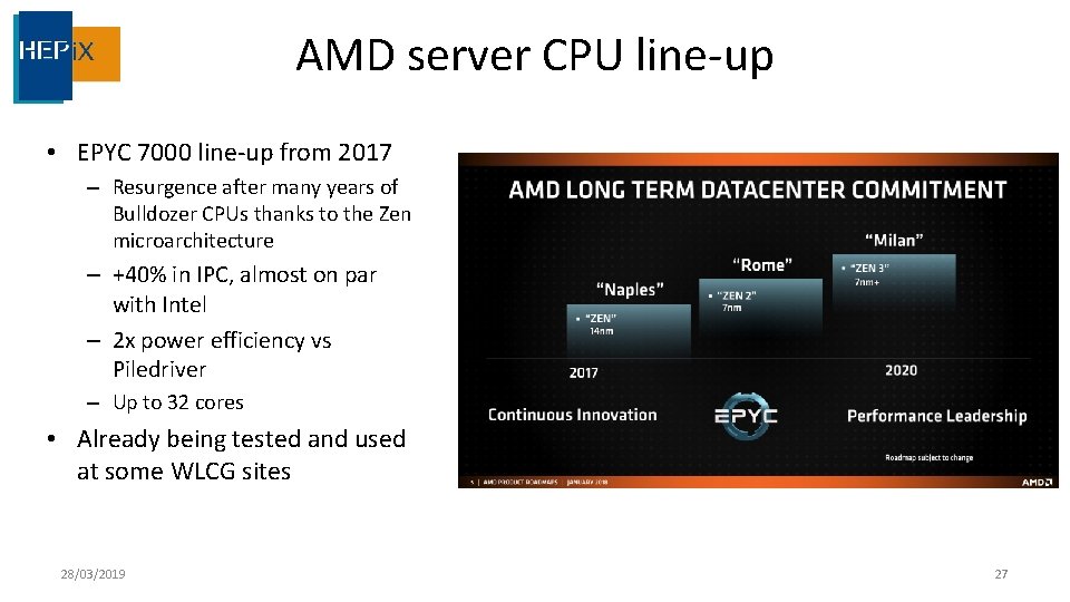 AMD server CPU line-up • EPYC 7000 line-up from 2017 – Resurgence after many