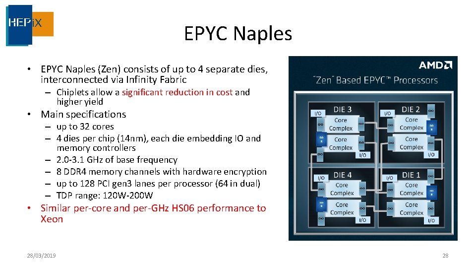 EPYC Naples • EPYC Naples (Zen) consists of up to 4 separate dies, interconnected
