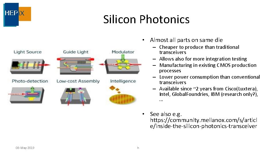 Silicon Photonics • Almost all parts on same die – Cheaper to produce than