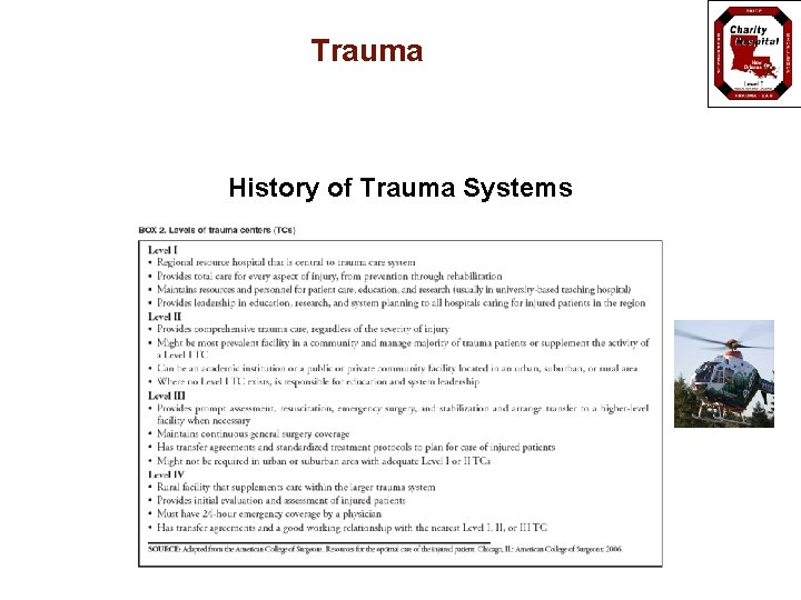 Trauma History of Trauma Systems 