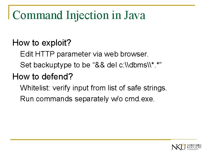 Command Injection in Java How to exploit? Edit HTTP parameter via web browser. Set