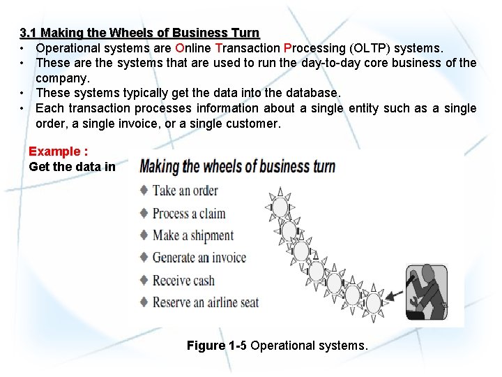 3. 1 Making the Wheels of Business Turn • Operational systems are Online Transaction 3. 1 Making the Wheels of Business Turn • Operational systems are Online Transaction