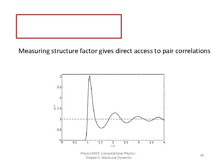 Measuring structure factor gives direct access to pair correlations Physics 5403: Computational Physics -