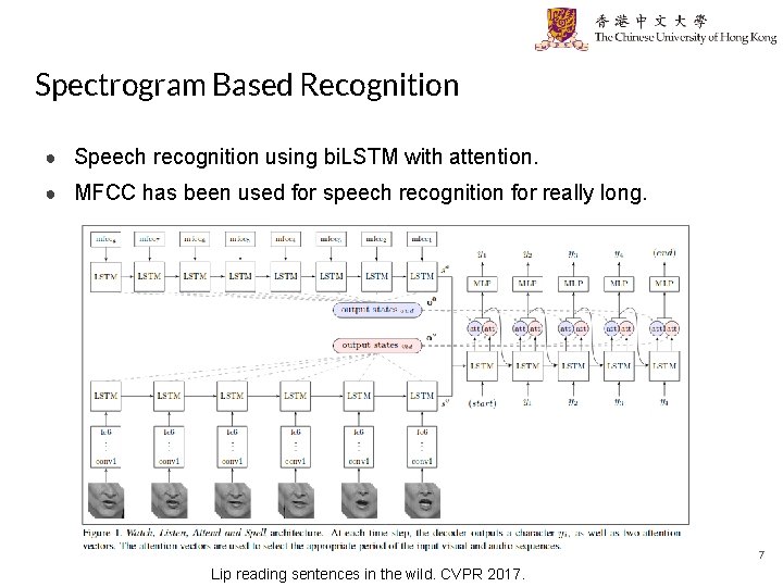 Spectrogram Based Recognition ● Speech recognition using bi. LSTM with attention. ● MFCC has