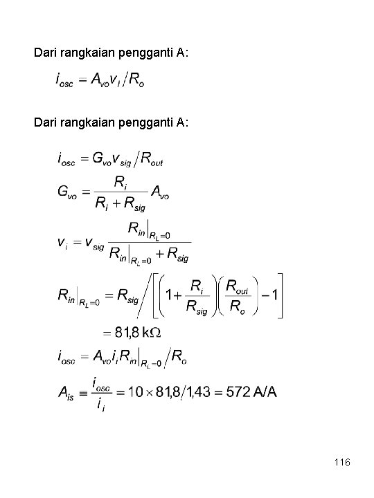 Dari rangkaian pengganti A: 116 