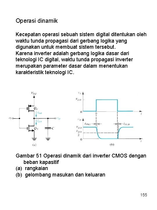 Operasi dinamik Kecepatan operasi sebuah sistem digital ditentukan oleh waktu tunda propagasi dari gerbang