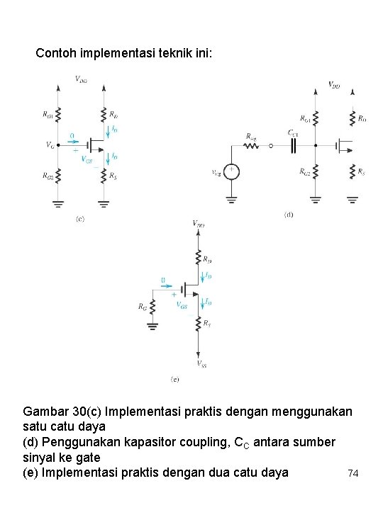 Contoh implementasi teknik ini: Gambar 30(c) Implementasi praktis dengan menggunakan satu catu daya (d)