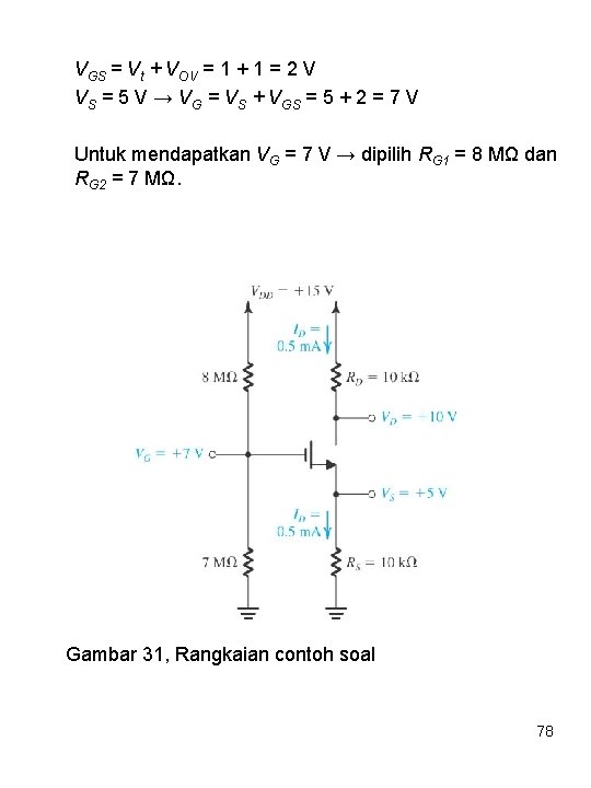 VGS = Vt + VOV = 1 + 1 = 2 V VS =