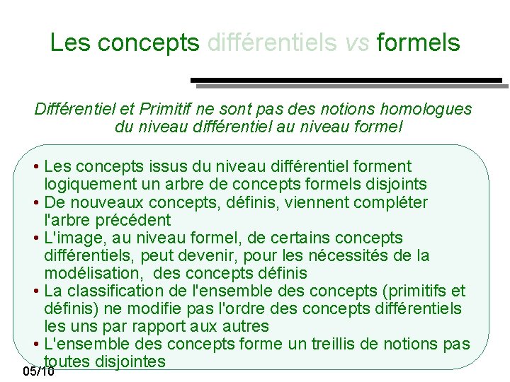 Les concepts différentiels vs formels Différentiel et Primitif ne sont pas des notions homologues