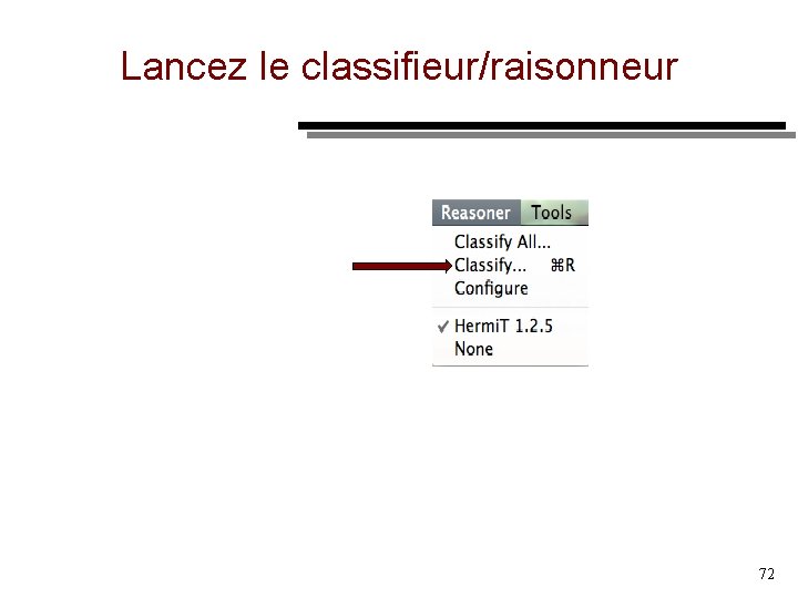 Lancez le classifieur/raisonneur 72 