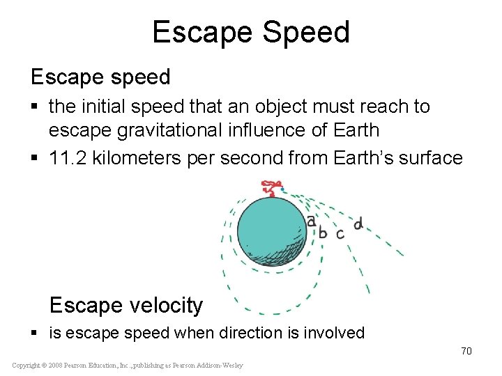 Escape Speed Escape speed § the initial speed that an object must reach to