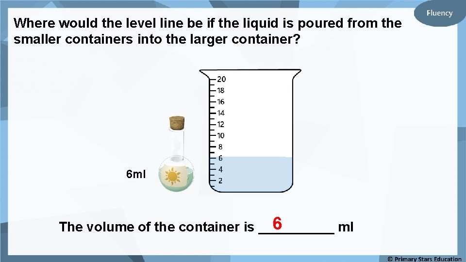 Where would the level line be if the liquid is poured from the smaller