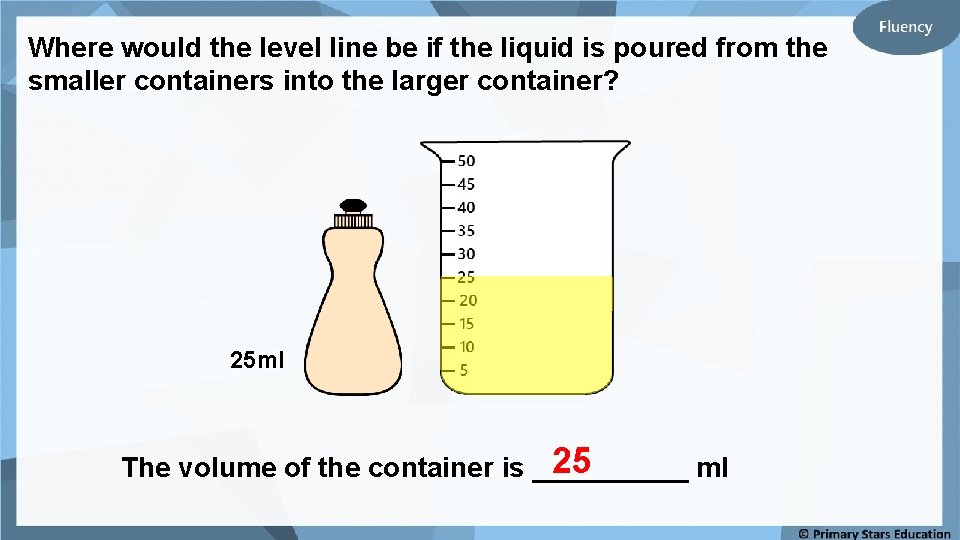 Where would the level line be if the liquid is poured from the smaller